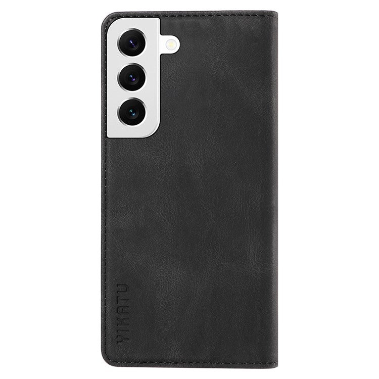 YIKATU YK-004 For Samsung Galaxy S21 FE 5G Skin-touch Leather Cover Stand Wallet Shockproof Phone Case - Black