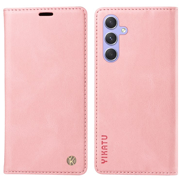 YIKATU YK-004 For Samsung Galaxy A54 5G Skin-touch Folio Flip Leather Cover Stand Wallet Phone Case - Pink