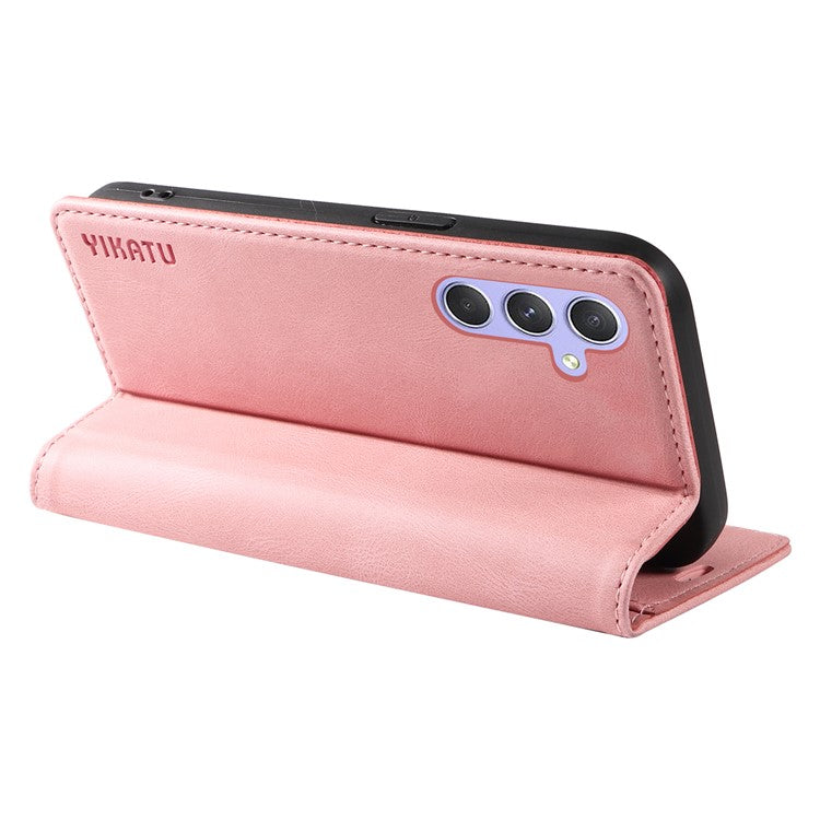 YIKATU YK-004 For Samsung Galaxy A54 5G Skin-touch Folio Flip Leather Cover Stand Wallet Phone Case - Pink