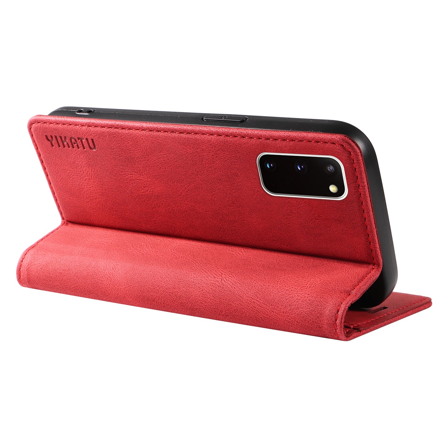 YIKATU YK-004 For Samsung Galaxy S20 FE / S20 FE 5G / S20 FE 2022 / S20 Lite Leather Cover Skin-touch Flip Wallet Stand Phone Case - Red