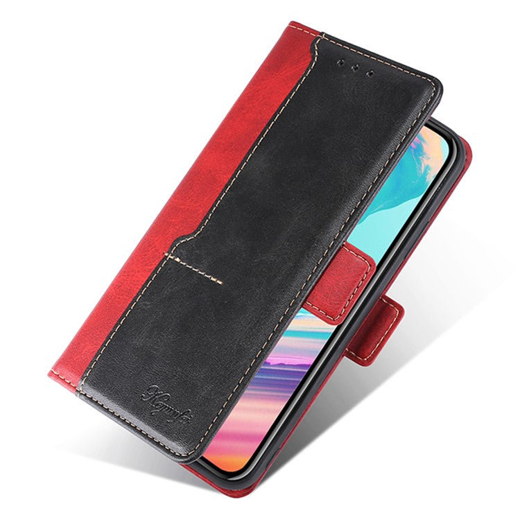 For Samsung Galaxy M54 5G / F54 5G Wallet Case Flip Stand Contrast Color TPU+PU Leather Phone Cover - Black+Red