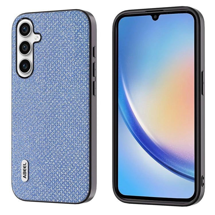 ABEEL For Samsung Galaxy A34 5G PU Leather+PC+TPU Bling Rhinestone Texture Back Case Phone Cover - Blue
