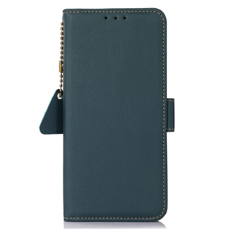 TJ Phone Case for Oppo Reno10 Pro 5G (Global) / Reno10 5G (Global) , Genuine Cow Leather RFID Blocking Shell Stand Wallet Cover - Green