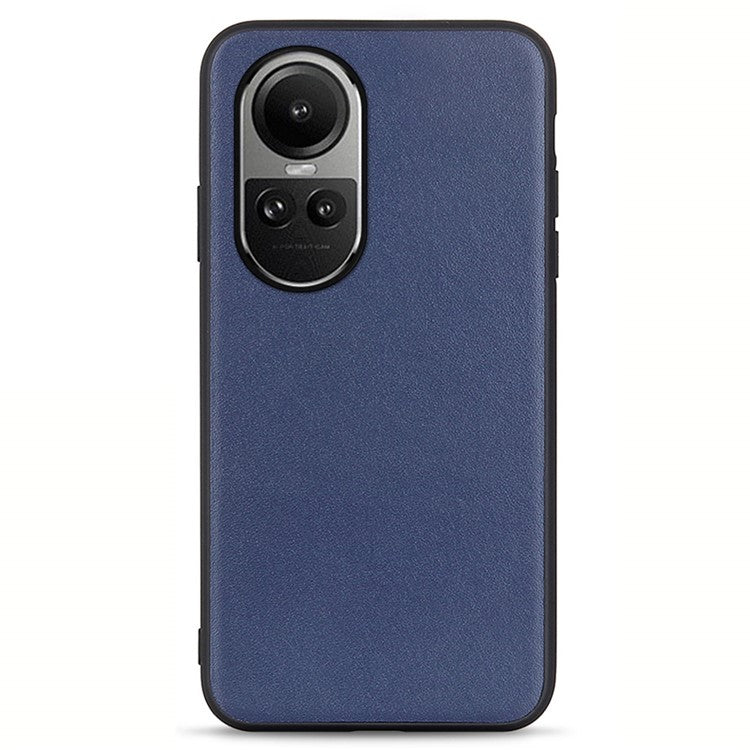 Phone Case for Oppo Reno10 Pro 5G (Global) / Reno10 5G (Global) , Genuine Cow Leather+TPU Shockproof Protective Cover - Blue
