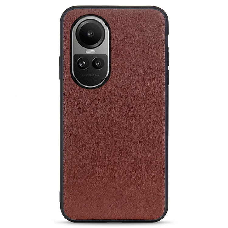 Phone Case for Oppo Reno10 Pro 5G (Global) / Reno10 5G (Global) , Genuine Cow Leather+TPU Shockproof Protective Cover - Brown