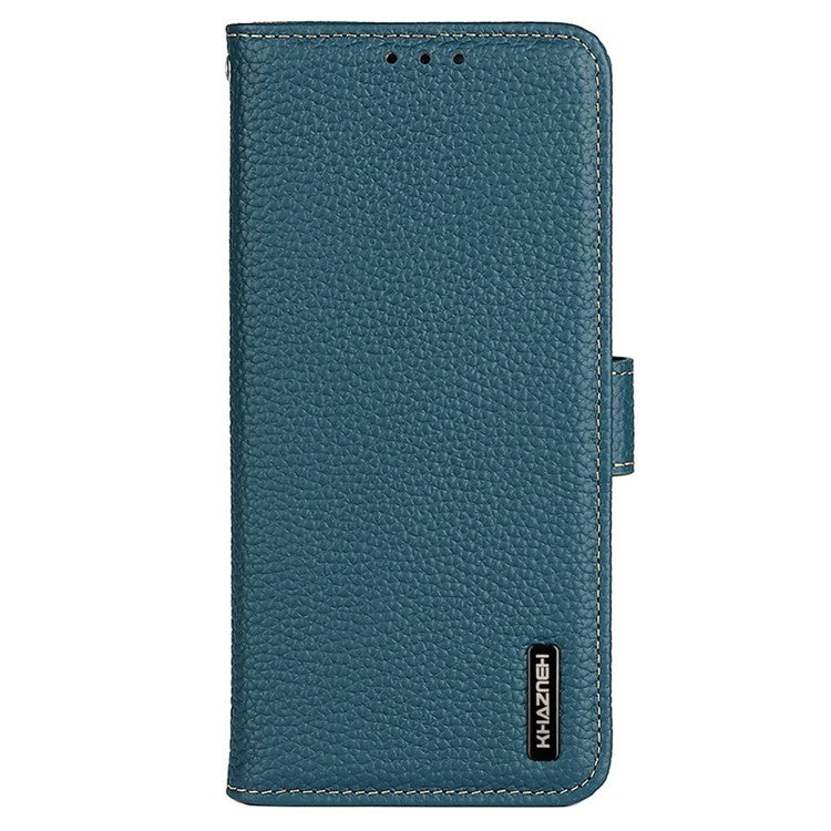 KHAZNEH For OnePlus Nord 3 5G / Ace 2V Litchi Texture Adjustable Stand Phone Cover Genuine Cow Leather Wallet Case - Green