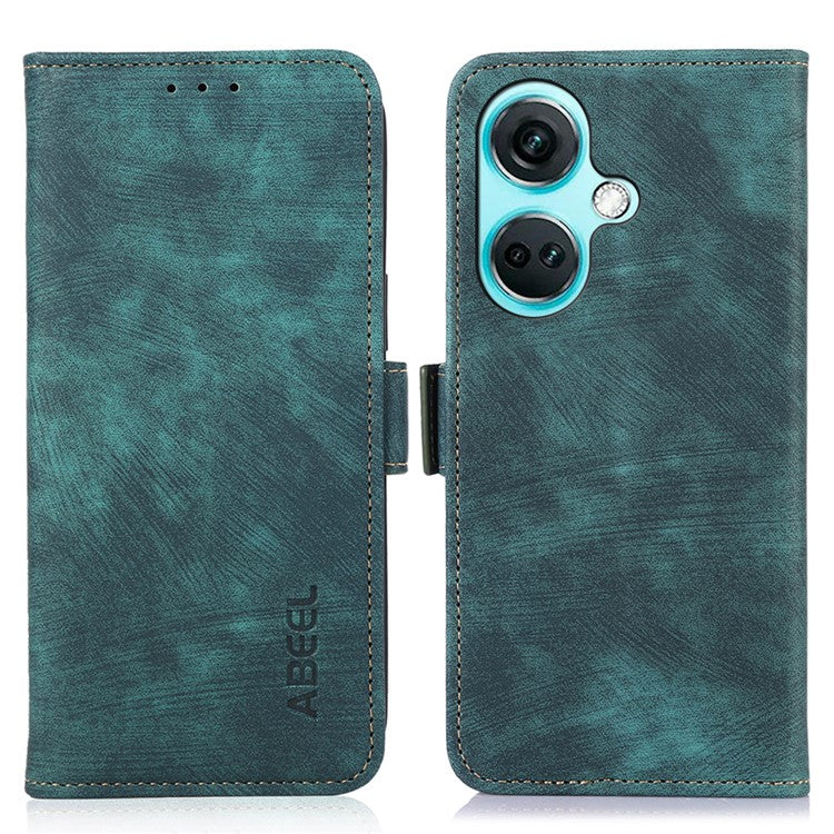 ABEEL For OnePlus Nord CE3 5G Wallet Leather Phone Case Stand Retro Texture Phone Cover - Green