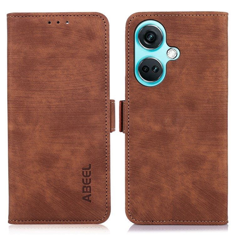 ABEEL For OnePlus Nord CE3 5G Wallet Leather Phone Case Stand Retro Texture Phone Cover - Brown