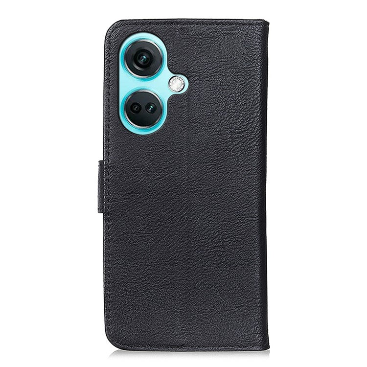 KHAZNEH For OnePlus Nord CE3 5G PU Leather Wallet Phone Case Stand Cowhide Texture Phone Cover - Black