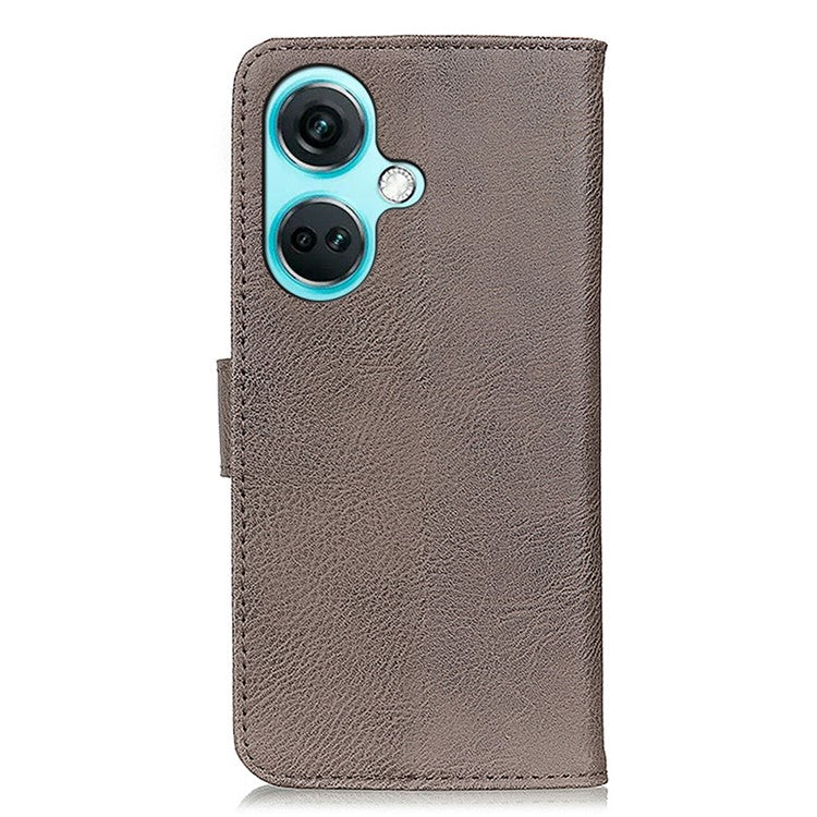 KHAZNEH For OnePlus Nord CE3 5G PU Leather Wallet Phone Case Stand Cowhide Texture Phone Cover - Khaki