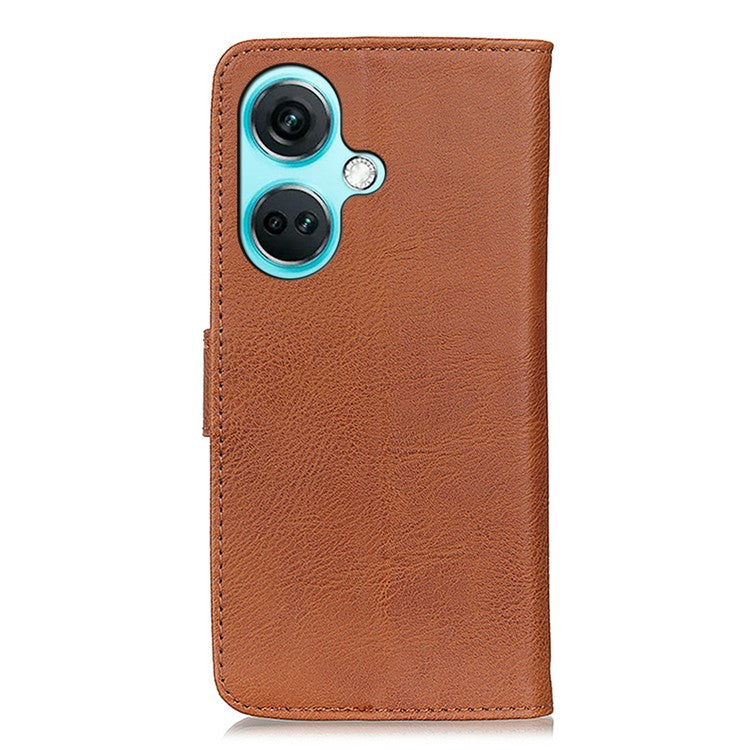 KHAZNEH For OnePlus Nord CE3 5G PU Leather Wallet Phone Case Stand Cowhide Texture Phone Cover - Brown