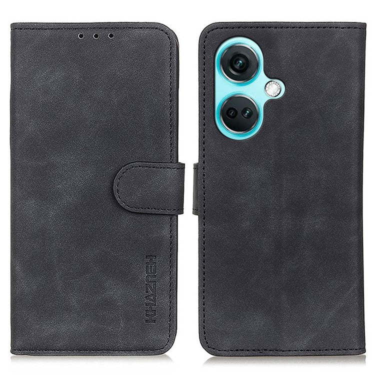 KHAZNEH For OnePlus Nord CE3 5G Retro Texture Wallet Leather Case Stand Mobile Phone Cover - Black