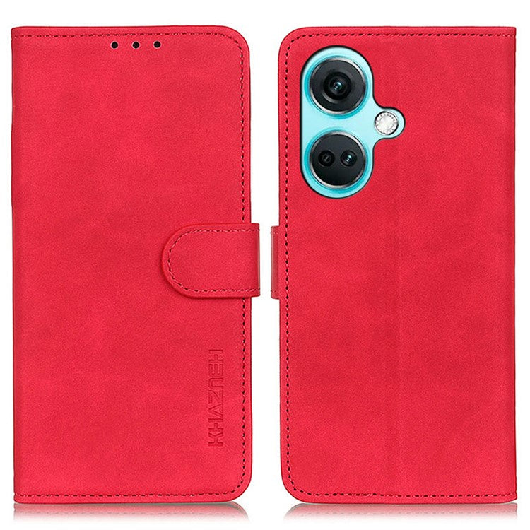 KHAZNEH For OnePlus Nord CE3 5G Retro Texture Wallet Leather Case Stand Mobile Phone Cover - Red