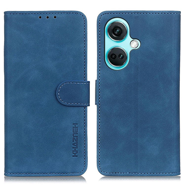 KHAZNEH For OnePlus Nord CE3 5G Retro Texture Wallet Leather Case Stand Mobile Phone Cover - Blue