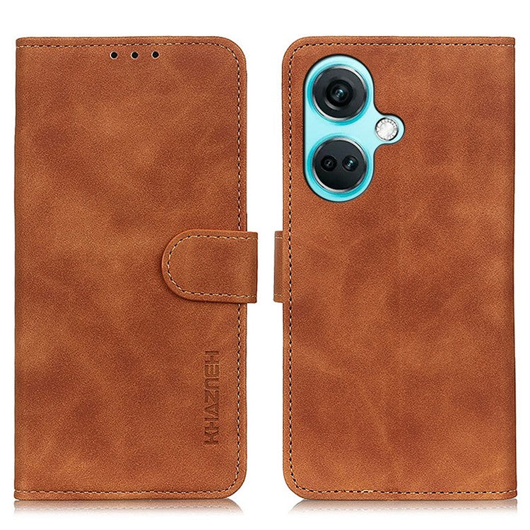 KHAZNEH For OnePlus Nord CE3 5G Retro Texture Wallet Leather Case Stand Mobile Phone Cover - Brown