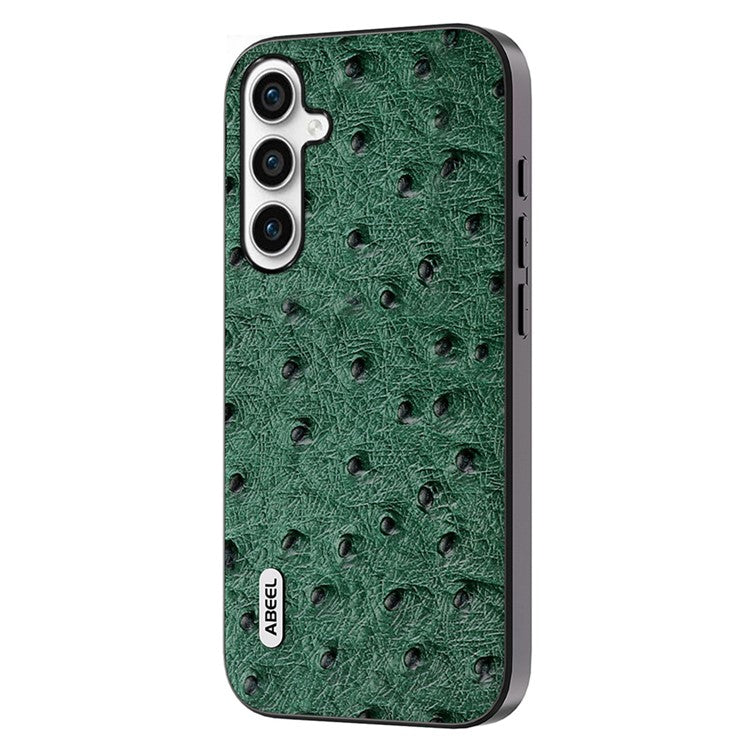 ABEEL For Samsung Galaxy M54 5G / F54 5G Shockproof Phone Case Genuine Cow Leather+PC+TPU Ostrich Texture Cover - Green