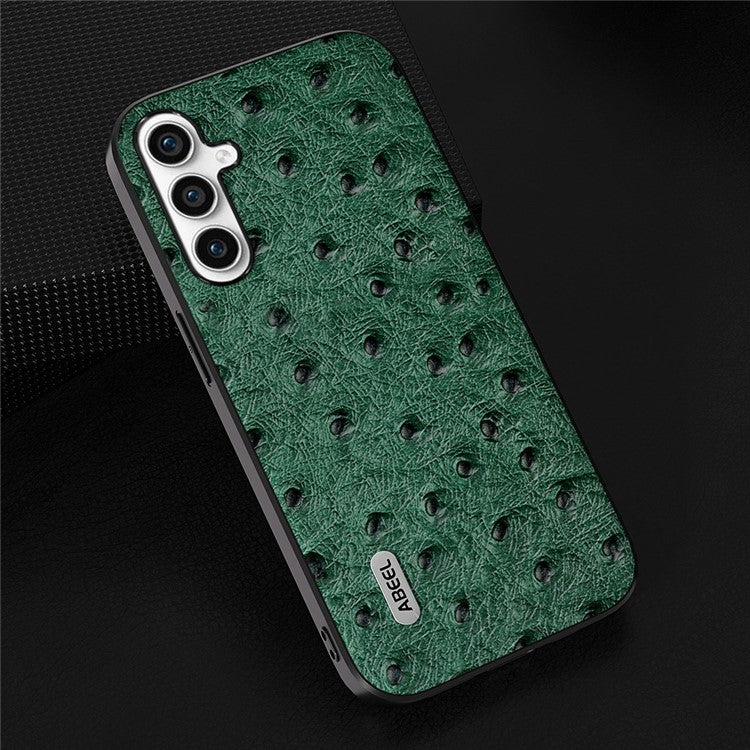 ABEEL For Samsung Galaxy M54 5G / F54 5G Shockproof Phone Case Genuine Cow Leather+PC+TPU Ostrich Texture Cover - Green