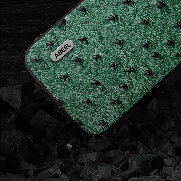 ABEEL For Samsung Galaxy M54 5G / F54 5G Shockproof Phone Case Genuine Cow Leather+PC+TPU Ostrich Texture Cover - Green