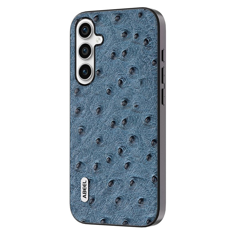 ABEEL For Samsung Galaxy M54 5G / F54 5G Shockproof Phone Case Genuine Cow Leather+PC+TPU Ostrich Texture Cover - Blue