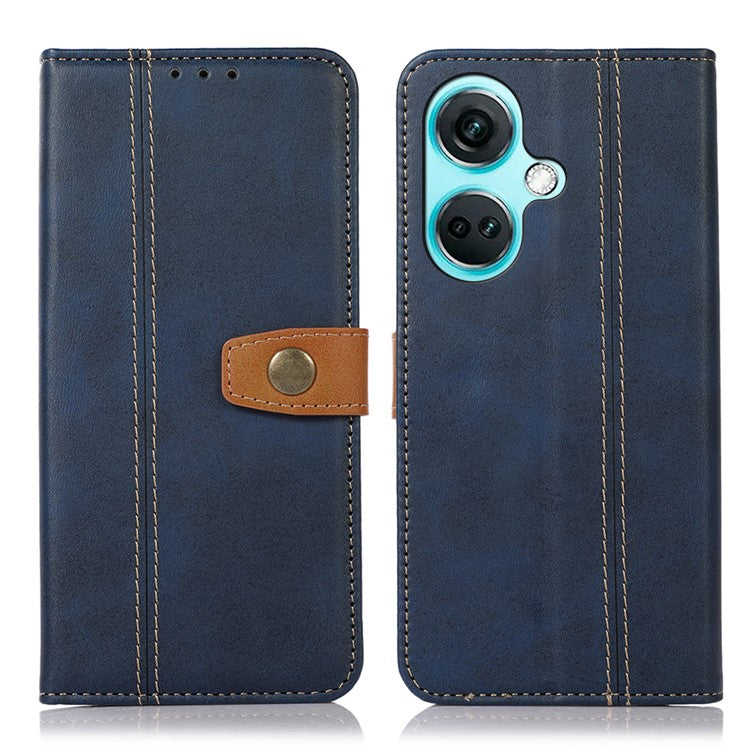 For OnePlus Nord CE3 5G Phone Case Stand Wallet Shockproof Calf Texture PU Leather Cover Shell - Sapphire
