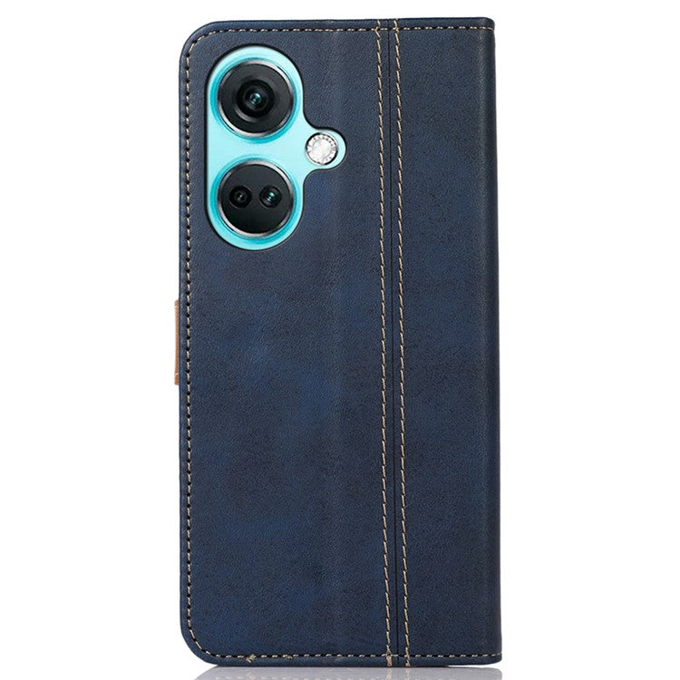 For OnePlus Nord CE3 5G Phone Case Stand Wallet Shockproof Calf Texture PU Leather Cover Shell - Sapphire