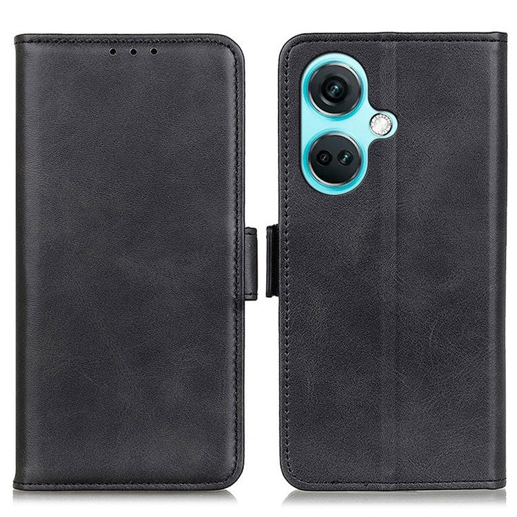 For OnePlus Nord CE3 5G Cowhide Texture Wallet Phone Case PU Leather Phone Stand Cover - Black