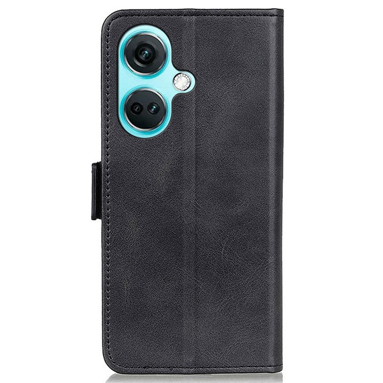 For OnePlus Nord CE3 5G Cowhide Texture Wallet Phone Case PU Leather Phone Stand Cover - Black