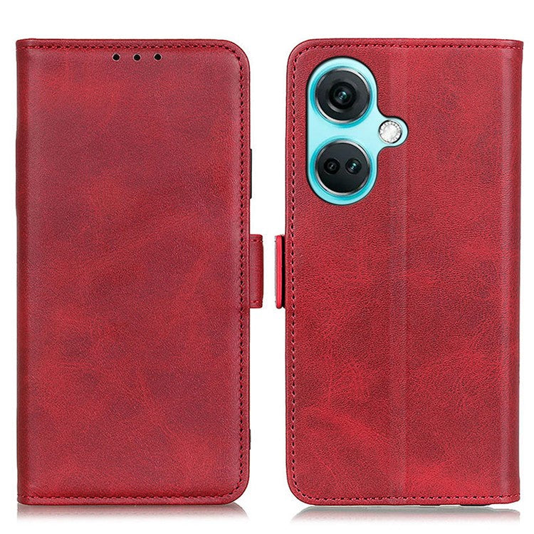 For OnePlus Nord CE3 5G Cowhide Texture Wallet Phone Case PU Leather Phone Stand Cover - Red