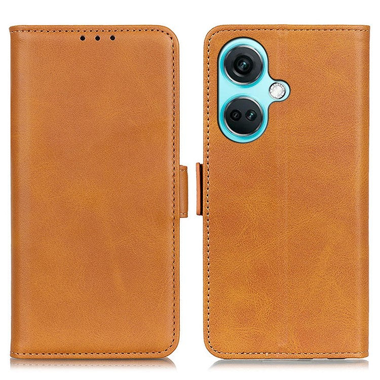 For OnePlus Nord CE3 5G Cowhide Texture Wallet Phone Case PU Leather Phone Stand Cover - Yellow