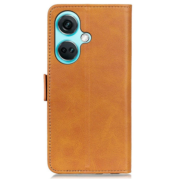 For OnePlus Nord CE3 5G Cowhide Texture Wallet Phone Case PU Leather Phone Stand Cover - Yellow