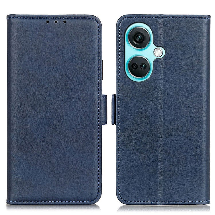 For OnePlus Nord CE3 5G Cowhide Texture Wallet Phone Case PU Leather Phone Stand Cover - Blue