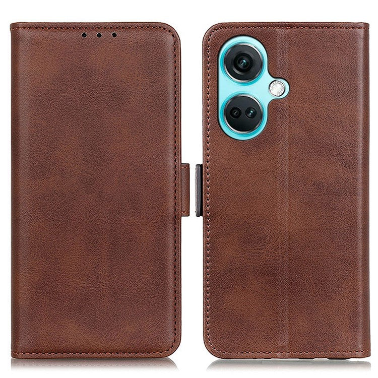 For OnePlus Nord CE3 5G Cowhide Texture Wallet Phone Case PU Leather Phone Stand Cover - Brown