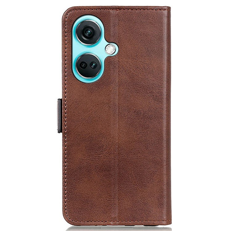 For OnePlus Nord CE3 5G Cowhide Texture Wallet Phone Case PU Leather Phone Stand Cover - Brown