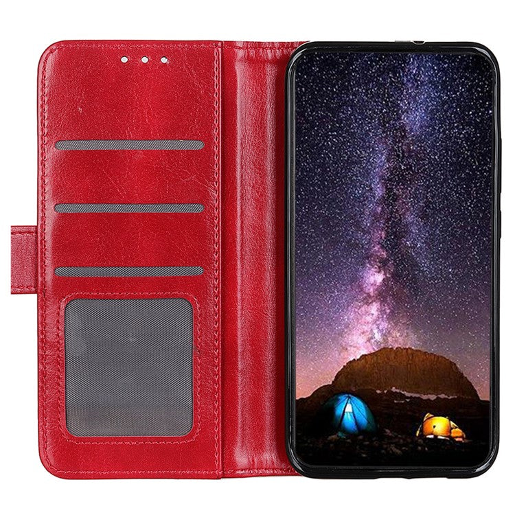 For OnePlus Nord CE3 5G Crazy Horse Texture Cover Wallet PU Leather Stand Cell Phone Case - Red