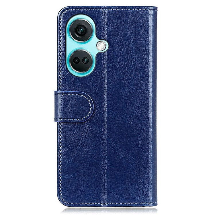 For OnePlus Nord CE3 5G Crazy Horse Texture Cover Wallet PU Leather Stand Cell Phone Case - Blue