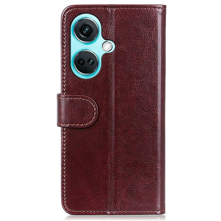 For OnePlus Nord CE3 5G Crazy Horse Texture Cover Wallet PU Leather Stand Cell Phone Case - Brown
