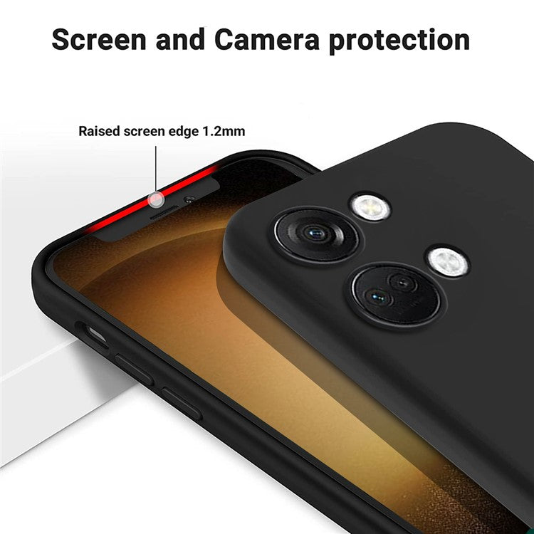 Liquid Silicone Phone Case for OnePlus Nord 3 5G / Ace 2V , Soft Lining Phone Protector Shockproof Cover with Strap - Black