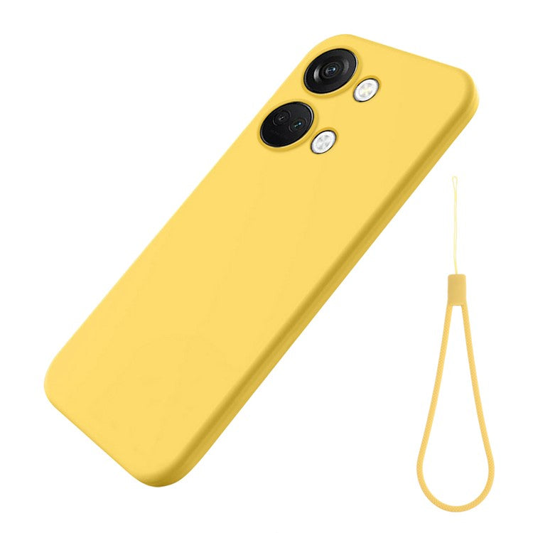 Liquid Silicone Phone Case for OnePlus Nord 3 5G / Ace 2V , Soft Lining Phone Protector Shockproof Cover with Strap - Yellow