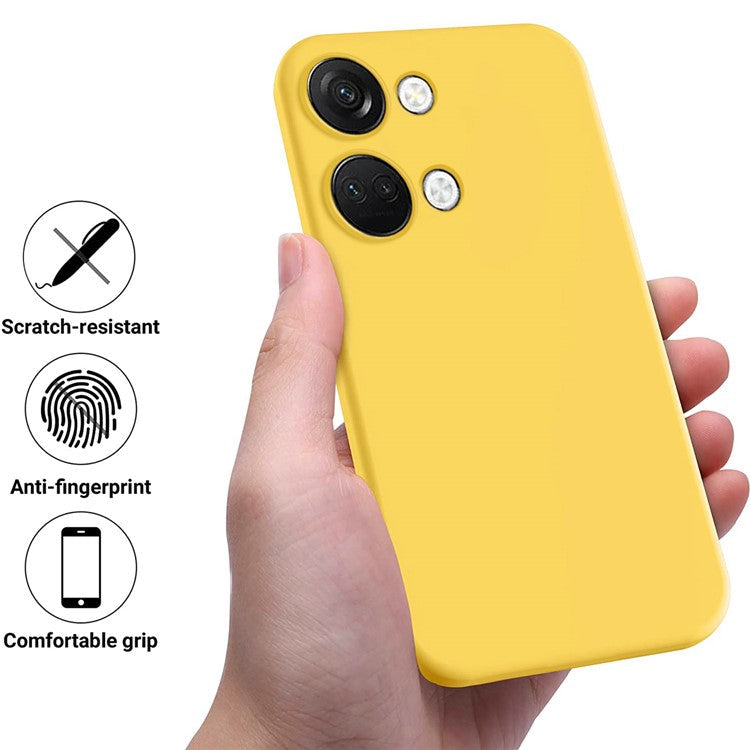 Liquid Silicone Phone Case for OnePlus Nord 3 5G / Ace 2V , Soft Lining Phone Protector Shockproof Cover with Strap - Yellow