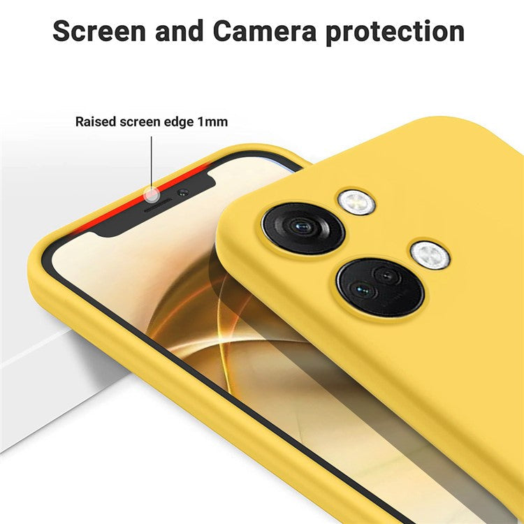 Liquid Silicone Phone Case for OnePlus Nord 3 5G / Ace 2V , Soft Lining Phone Protector Shockproof Cover with Strap - Yellow