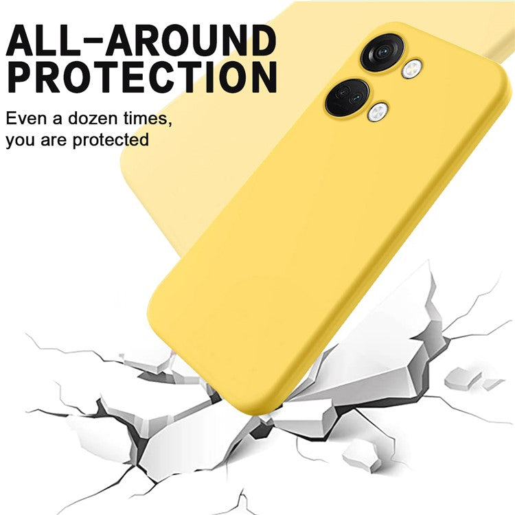 Liquid Silicone Phone Case for OnePlus Nord 3 5G / Ace 2V , Soft Lining Phone Protector Shockproof Cover with Strap - Yellow