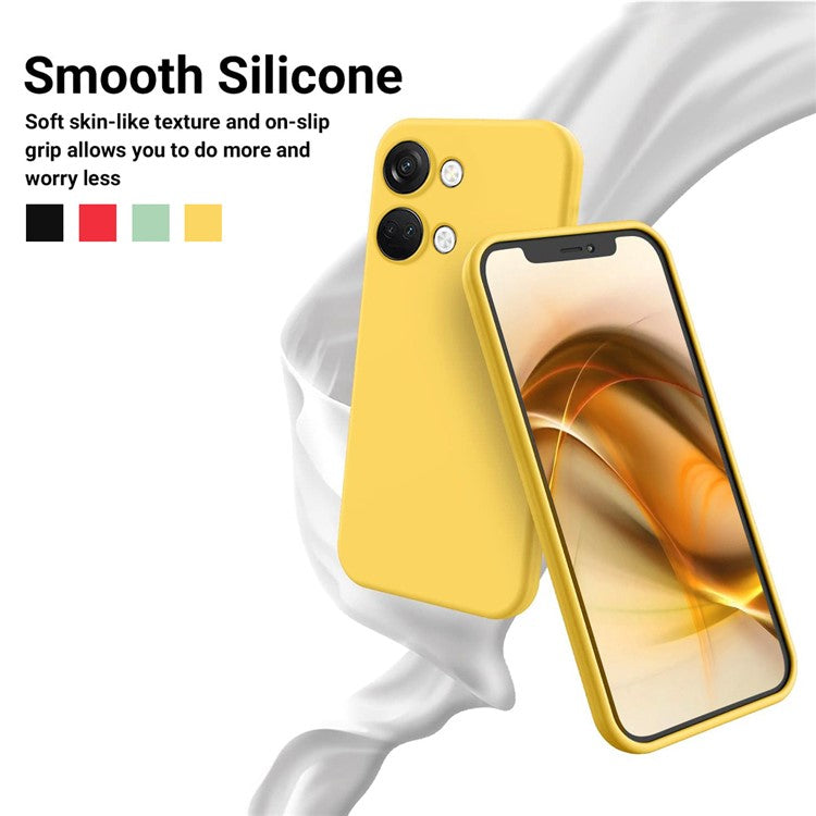 Liquid Silicone Phone Case for OnePlus Nord 3 5G / Ace 2V , Soft Lining Phone Protector Shockproof Cover with Strap - Yellow