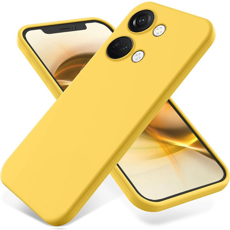 Liquid Silicone Phone Case for OnePlus Nord 3 5G / Ace 2V , Soft Lining Phone Protector Shockproof Cover with Strap - Yellow