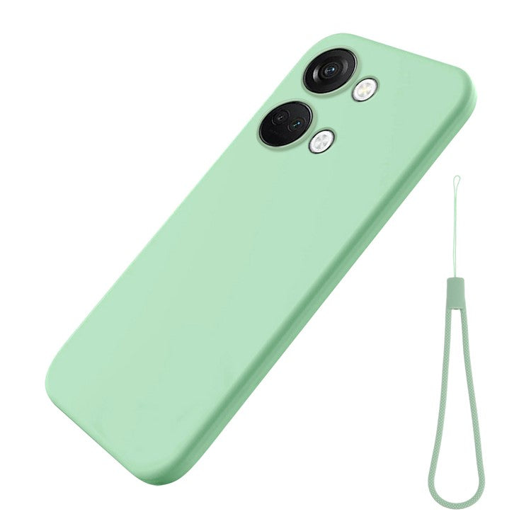 Liquid Silicone Phone Case for OnePlus Nord 3 5G / Ace 2V , Soft Lining Phone Protector Shockproof Cover with Strap - Green