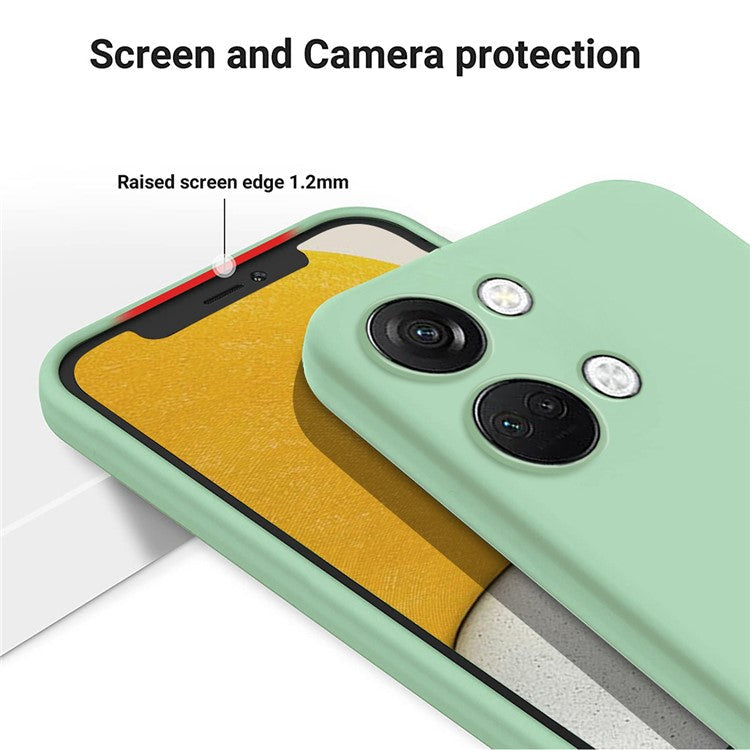 Liquid Silicone Phone Case for OnePlus Nord 3 5G / Ace 2V , Soft Lining Phone Protector Shockproof Cover with Strap - Green