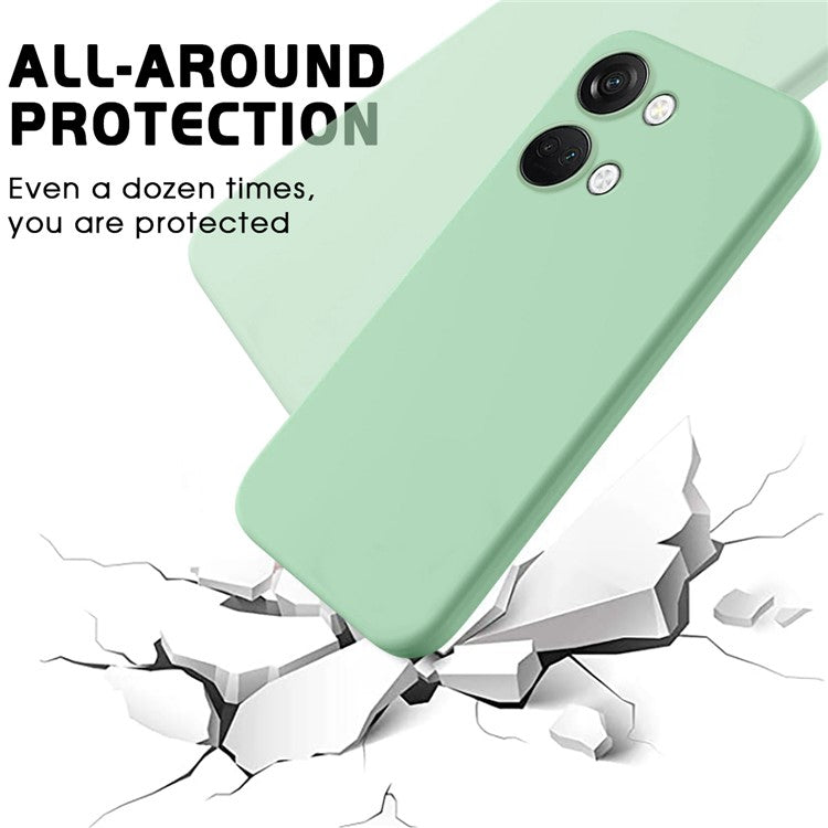 Liquid Silicone Phone Case for OnePlus Nord 3 5G / Ace 2V , Soft Lining Phone Protector Shockproof Cover with Strap - Green