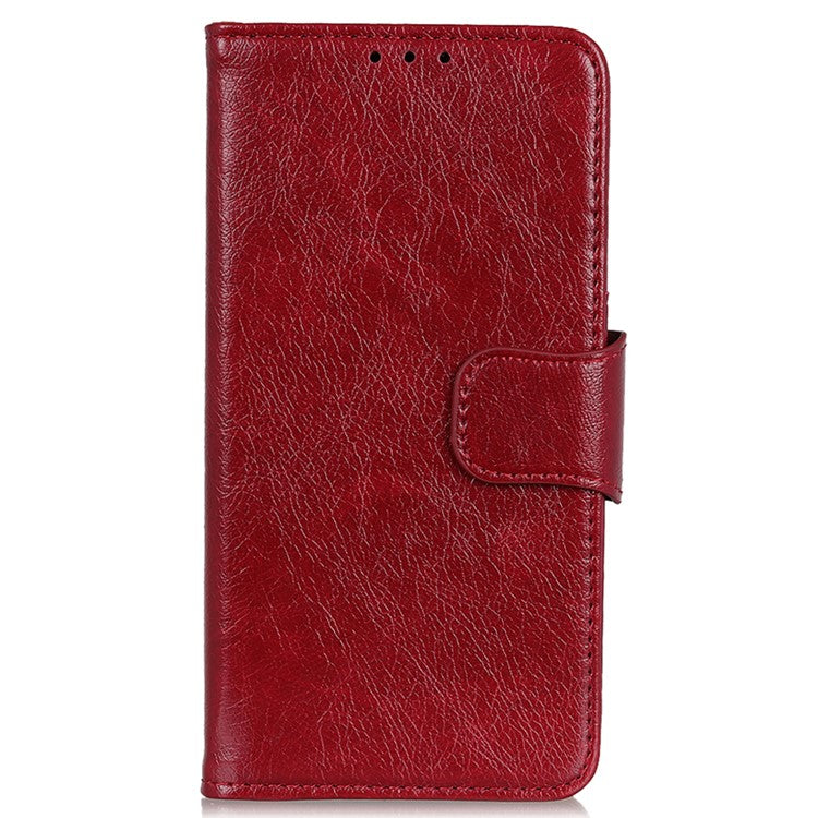 For OnePlus Nord CE3 5G Split Leather Wallet Case Nappa Texture Phone Cover with Stand Function - Red