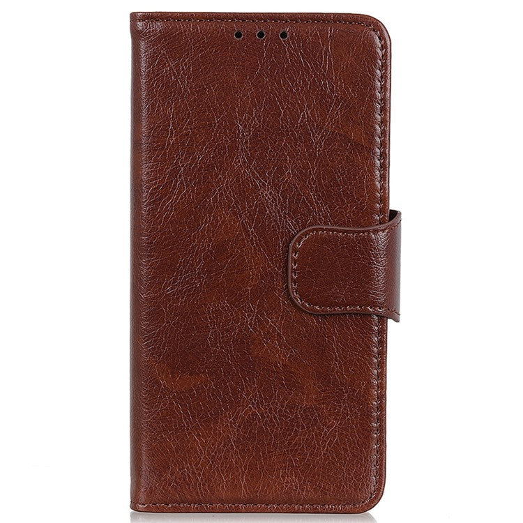 For OnePlus Nord CE3 5G Split Leather Wallet Case Nappa Texture Phone Cover with Stand Function - Brown