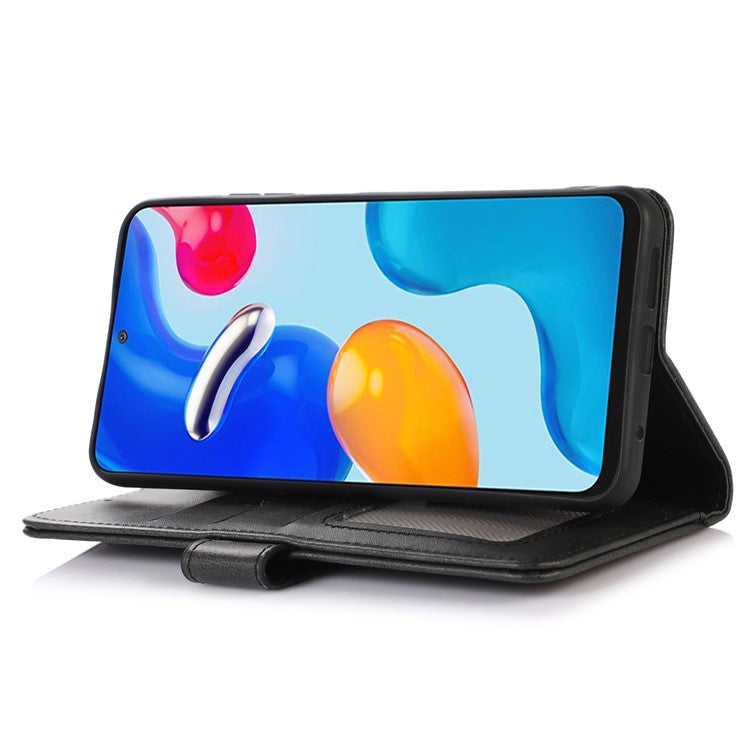 For OnePlus Nord CE3 5G Phone Wallet Case Phone Stand Cowhide Texture PU Leather Cover - Black