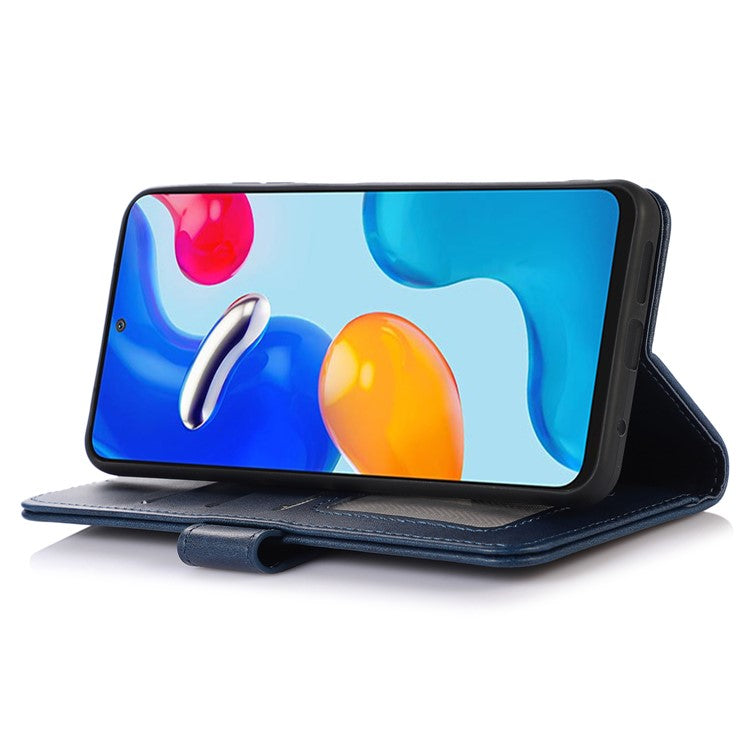 For OnePlus Nord CE3 5G Phone Wallet Case Phone Stand Cowhide Texture PU Leather Cover - Blue